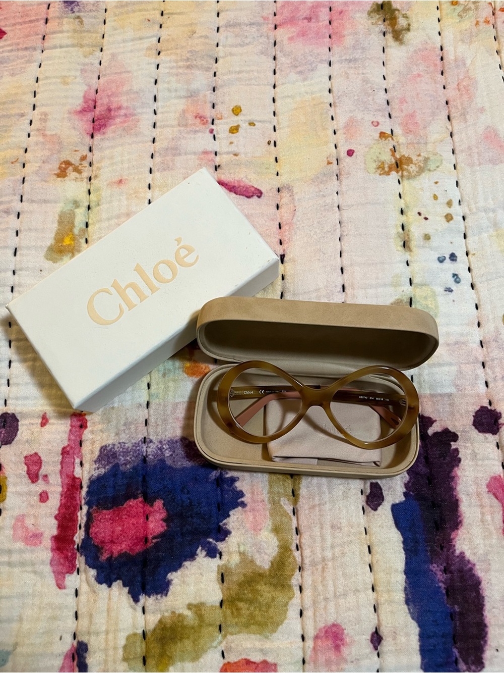 Chloé CE2743 Oversized Round Eyeglasses Light Havana 55-18-140 Italy